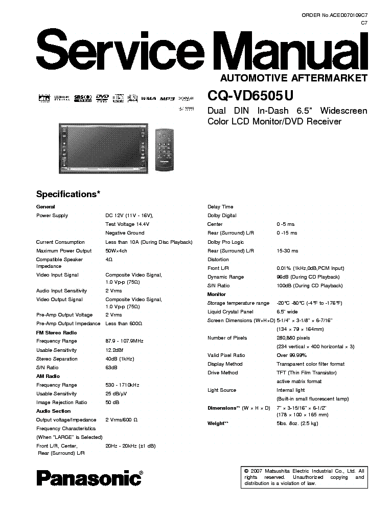 Panasonic Cq Vd6505u Wiring Diagram