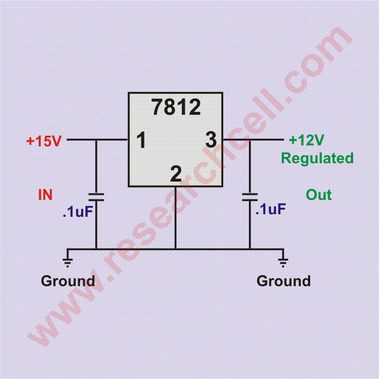 7812 voltage regulator circuit diagram