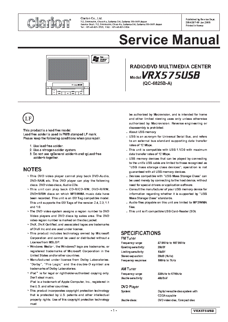 Clarion Vz409 Wiring Diagram