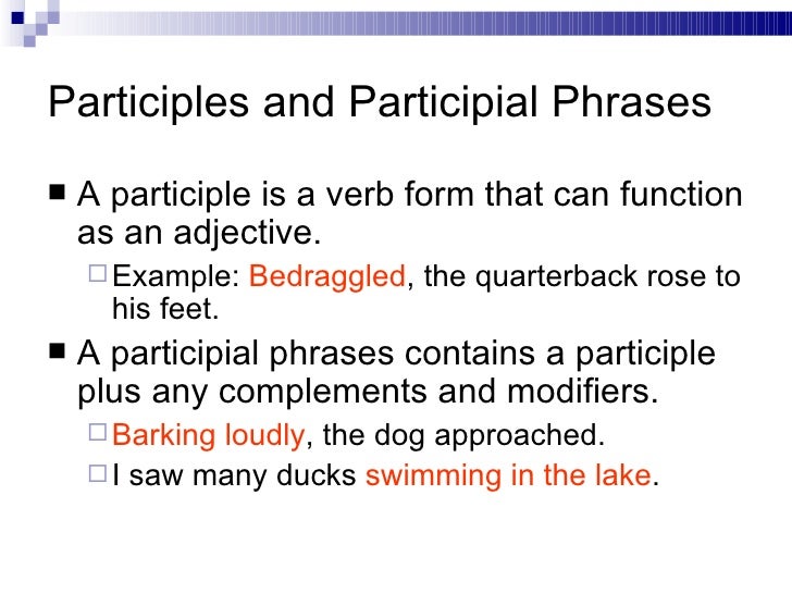 diagramming participial phrases