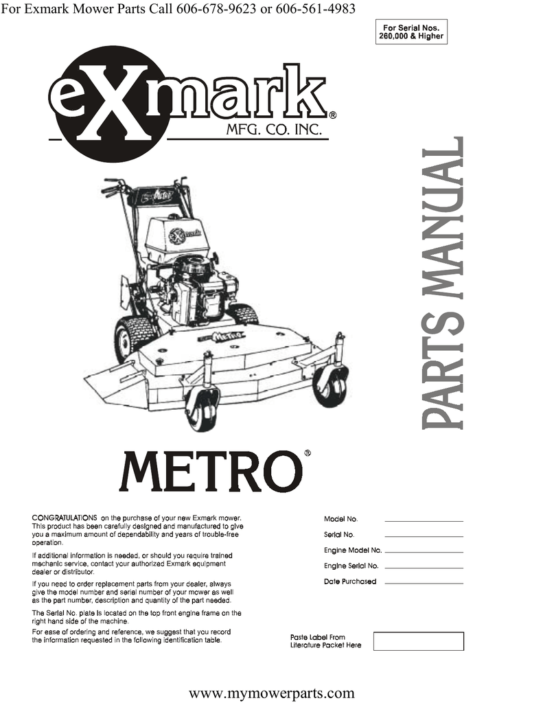 exmark metro 48 parts diagram