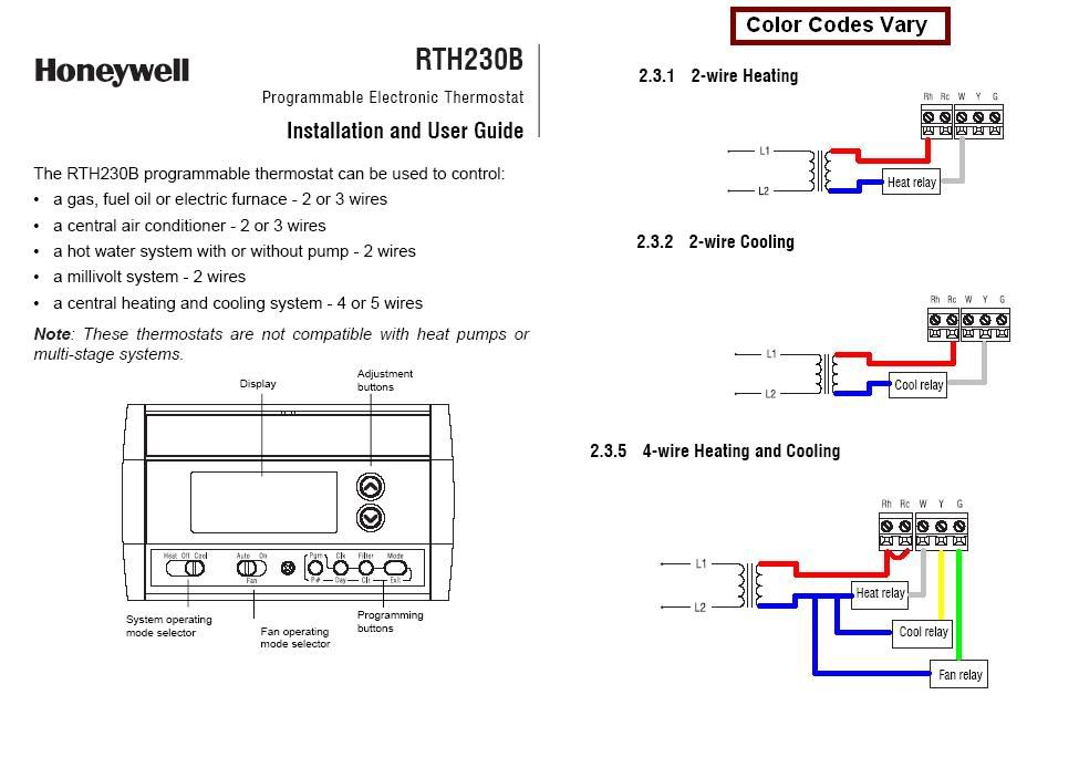 honeywell thermostat rth2300 wiring diagram