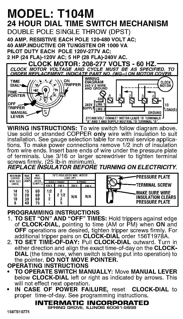 intermatic 240v timer wiring diagram