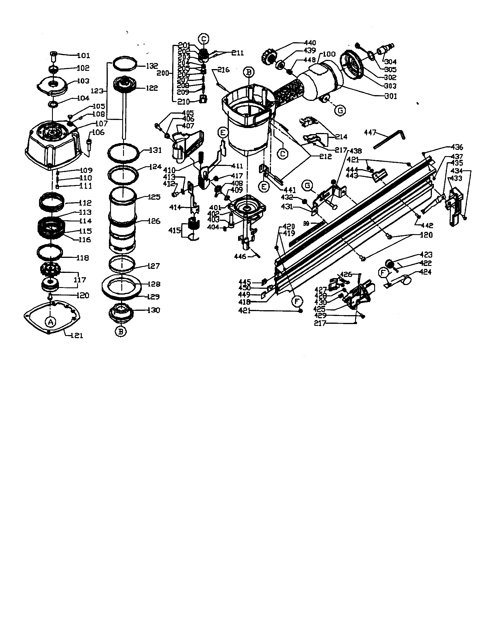 porter cable fn250a parts diagram
