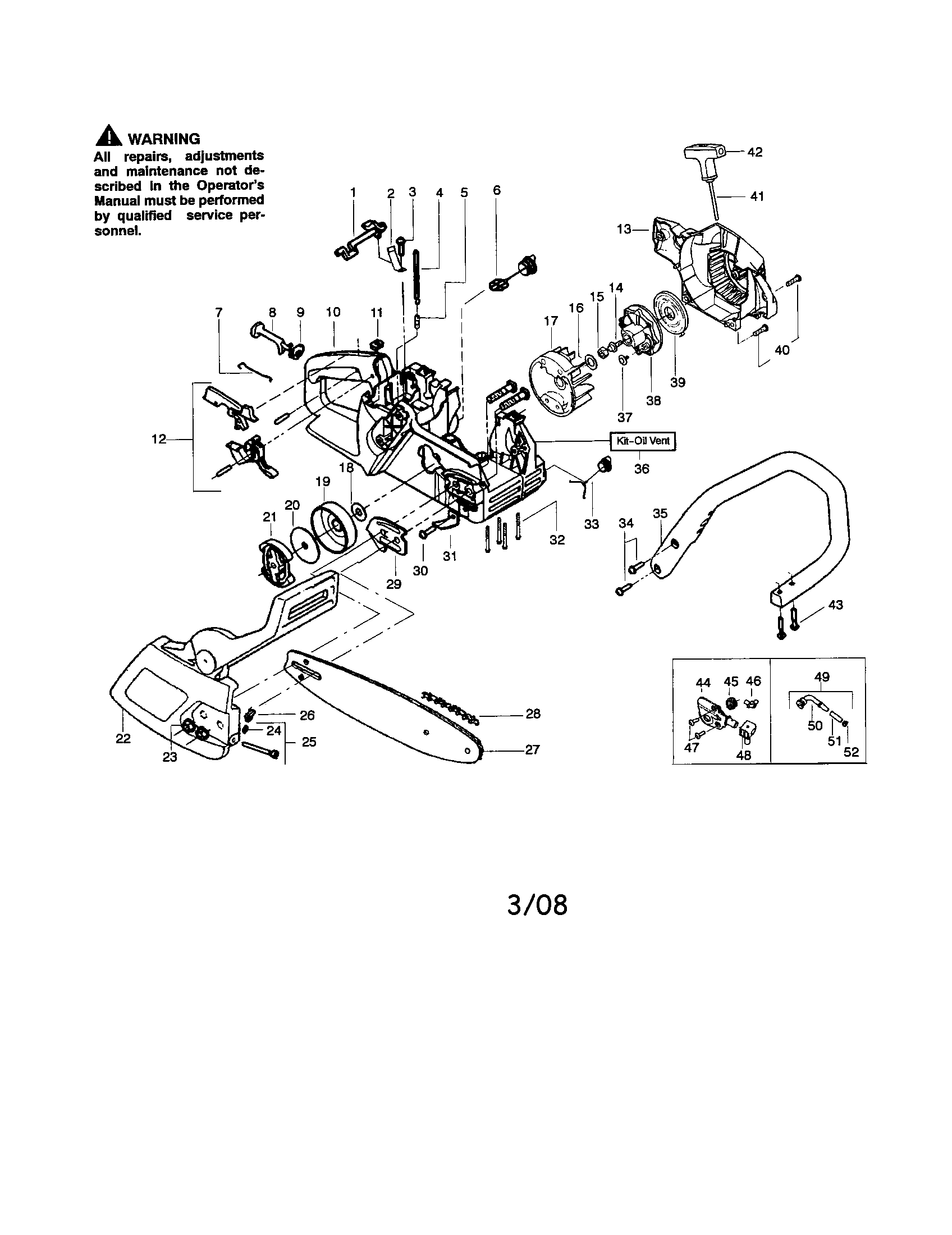 poulan pro 260 parts diagram