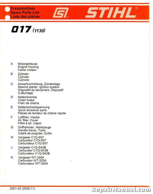 stihl 017 parts diagram stihl 017 parts diagram