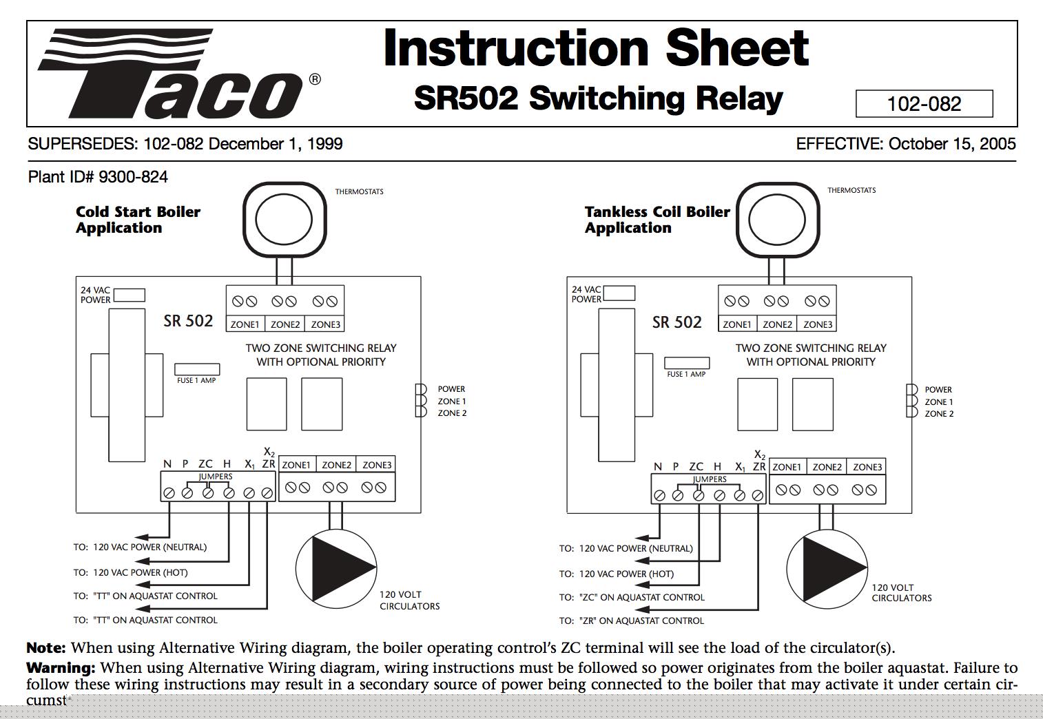 taco sr502 wiring