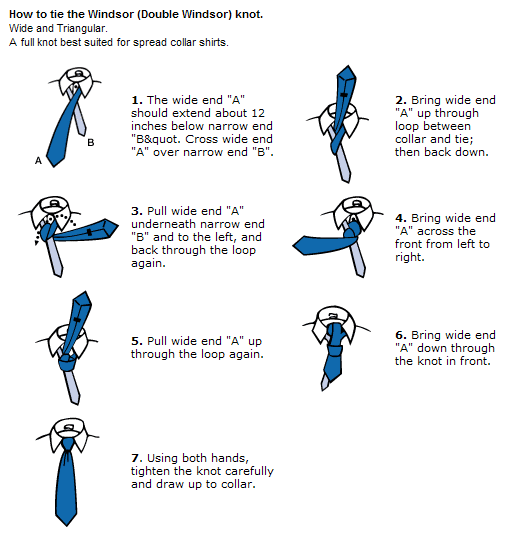 Tie Double Windsor Knot Diagram