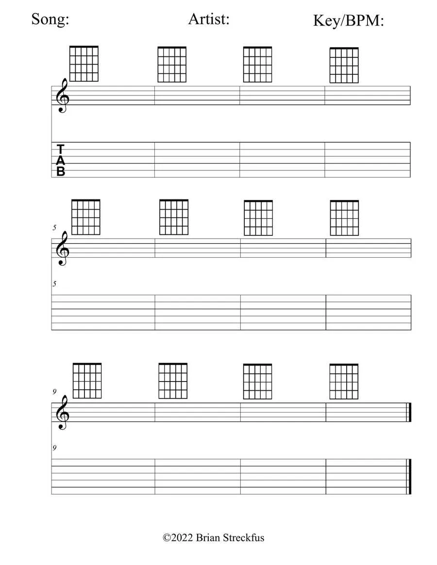blank chord diagram guitar