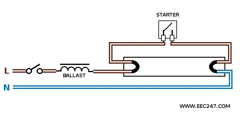 fluorescent tube wiring diagram