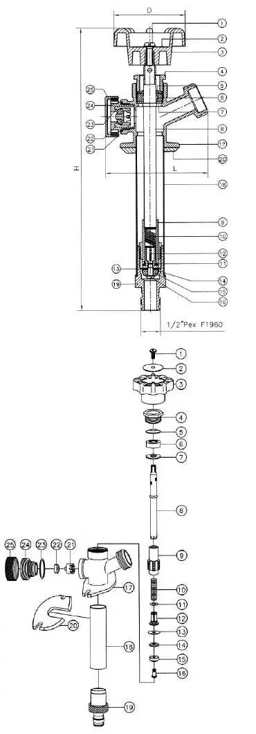 frost free spigot diagram