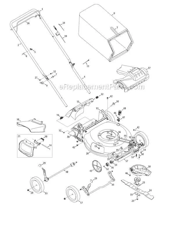 troy bilt 21 self propelled mower parts diagram